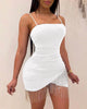 Sexy Women Sleeveless Strap Tassels Bodycon Dress Clubwear 2022 Summer Evening Party Bandage Short Mini Asymmetrical Hem Dresses
