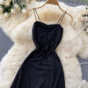 Sexy Women Spaghetti Strap Midi Dress Summer Black Bling High Waist A-Line Slim Vestidos Casual Club Party Robe Female 2022 New