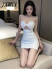 Sexy Women Summer Nghtclub Strapless Wrapping Chest Bodycon Slim Hip Backless White Evening Party bandage Dress ladies