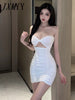 Sexy Women Summer Nghtclub Strapless Wrapping Chest Bodycon Slim Hip Backless White Evening Party bandage Dress ladies