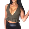 Sexy Women Tops Summer Crop Top Sleeveless Ruffle Hem Shirt Blouse Casual Deep V Neck Tank Ruffles Backless camisole feminino