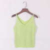 Sexy Women V Neck Sleeveless Knitted Tops T Shirt Spaghetti Strap Casual T-shirts
