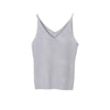 Sexy Women V Neck Sleeveless Knitted Tops T Shirt Spaghetti Strap Casual T-shirts