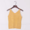 Sexy Women V Neck Sleeveless Knitted Tops T Shirt Spaghetti Strap Casual T-shirts