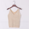 Sexy Women V Neck Sleeveless Knitted Tops T Shirt Spaghetti Strap Casual T-shirts