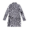 Sexy Women Zebra-Stripe Dresses Long Sleeve High Neck Stretch Bodycon Party Slim Mini Dress