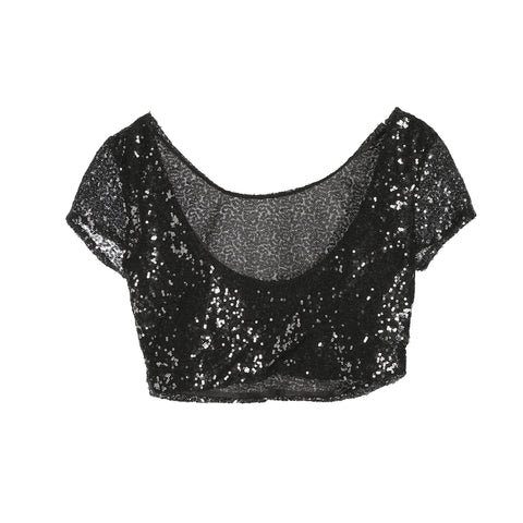 Sexy Women's Sequins Party Club Evening Tanks Crop Top Summer Tube Tops Bodycon Slim Tanks Short Sleeve Tees T-Shirt Clubwear