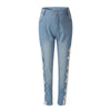 Sexy Women's low waist Lace washed Denim Jeans Hollow out Crochet jeans pencil Pants for women FS0030
