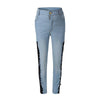 Sexy Women's low waist Lace washed Denim Jeans Hollow out Crochet jeans pencil Pants for women FS0030