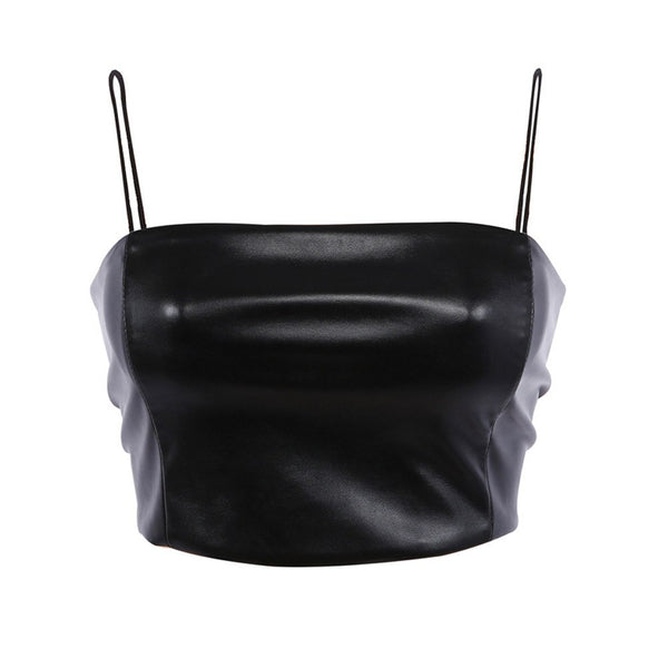 Sexy Wrapped Chest Crop Top Strapless Bra Leather Bralette Lingerie Bras For Women Underwear Brassiere Tops Racerback Tanks