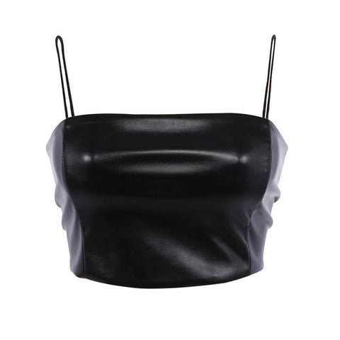 Sexy Wrapped Chest Crop Top Strapless Bra Leather Bralette Lingerie Bras For Women Underwear Brassiere Tops Racerback Tanks