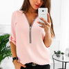 Sexy Zipper V-Neck Womens Tops And Blouses Spring Summer Loose Long Sleeve Shirt Blouse Female Ladies Plus Size Shirts 5XL