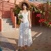 Sexy open back dress women's summer bow tie suspender skirt seaside holiday photo white long skirt beach skirt dress