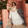 Sexy open back dress women's summer bow tie suspender skirt seaside holiday photo white long skirt beach skirt dress