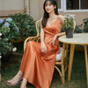 Sexy open back dress women's summer bow tie suspender skirt seaside holiday photo white long skirt beach skirt dress