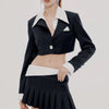Sexy two piece sets womens outifits mini pleated skirt sets crop blazer sets for women blazer skirt set korean fashion