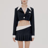 Sexy two piece sets womens outifits mini pleated skirt sets crop blazer sets for women blazer skirt set korean fashion