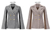 Suit jacket bird plaid double-breasted shawl small jacket 2023 autumn and winter Hepburn temperament jacket