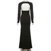 Jacuqeline 2023 Elegant Sexy Hollow Out Maxi Dress Women Party Long Sleeve Backless Dresses Spring Summer Club Outfits