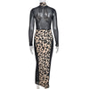 TiulZial Mesh Patchwork Leopard Turtleneck Midi Dress Long Sleeve Club Party Women Bodycon Dress Skinny 2023 Transparent