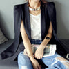 Shawl Collar Split Sleeve Cloak Blazer Cape Women Spring Autumn Party Club Business OL Suit Jacket Coat Black White Cardigan