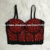 Hand-made Beaded Gaga Rhinestone Bustier Pearls Push Up Night Club Bralette Women's Bra Cropped Top Vest Plus Size