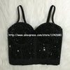Hand-made Beaded Gaga Rhinestone Bustier Pearls Push Up Night Club Bralette Women's Bra Cropped Top Vest Plus Size