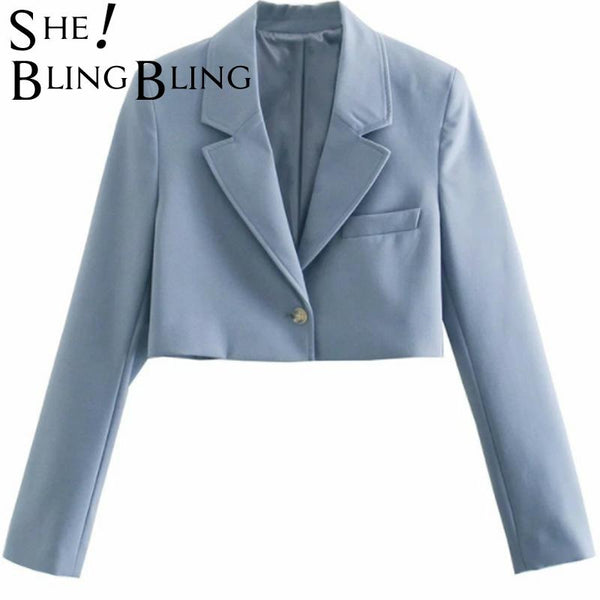 SheBlingBling 2022 ZA Women 2 Pieces Solid Blazer Jacket Set Offie Long Sleeves Office Lady Party Suits Female Skirts Outwear