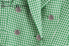 SheBlingBling Green Pink Houndstooth Pattern Women Casual Suit Jacket Spring Autumn Chic Double Breast Slim Office Lady Blazers