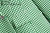 SheBlingBling Green Pink Houndstooth Pattern Women Casual Suit Jacket Spring Autumn Chic Double Breast Slim Office Lady Blazers