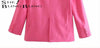 SheBlingBling Summer Women Dark pink Blazers Single Breasted  Notched Collar Office Lady Suit Jackets Femael Casual Straight Top