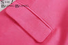 SheBlingBling Summer Women Dark pink Blazers Single Breasted  Notched Collar Office Lady Suit Jackets Femael Casual Straight Top