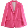 SheBlingBling Summer Women Dark pink Blazers Single Breasted  Notched Collar Office Lady Suit Jackets Femael Casual Straight Top