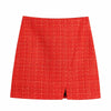 SheBlingBling Za Woman 2022 Casual Traf Coats Autumn Tweed Woolen Single Breasted Thick Long Jacket Office Lady Red Plaid Blazer
