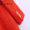 SheBlingBling Za Woman 2022 Casual Traf Coats Autumn Tweed Woolen Single Breasted Thick Long Jacket Office Lady Red Plaid Blazer