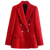 SheBlingBling Za Woman 2022 Casual Traf Coats Autumn Winter Ornate Buttons Tweed Woolen Long Blazers Female Thick Green Jackets