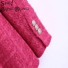 SheBlingBling Za Woman 2022 Casual Traf Coats Autumn Winter Ornate Buttons Tweed Woolen Long Blazers Female Thick Green Jackets