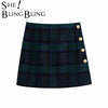 SheBlingBling Za Women's Two Piece Blazers Suits Plaid Cropped Jackets Set Female Coats Vintage Slim Outwear Crop Top Workwear