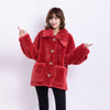Sheep Shearing Overcoat Women Real Wool Coat Female Lapel Pockets Jacket Winter Warm Lamb Fur Coats Loose Outerwear