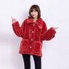 Sheep Shearing Overcoat Women Real Wool Coat Female Lapel Pockets Jacket Winter Warm Lamb Fur Coats Loose Outerwear