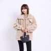Sheep Shearing Overcoat Women Real Wool Coat Female Lapel Pockets Jacket Winter Warm Lamb Fur Coats Loose Outerwear