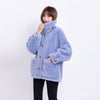 Sheep Shearing Overcoat Women Real Wool Coat Female Lapel Pockets Jacket Winter Warm Lamb Fur Coats Loose Outerwear