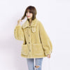Sheep Shearing Overcoat Women Real Wool Coat Female Lapel Pockets Jacket Winter Warm Lamb Fur Coats Loose Outerwear