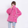 Sheep Shearing Overcoat Women Real Wool Coat Female Lapel Pockets Jacket Winter Warm Lamb Fur Coats Loose Outerwear