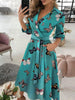 Shein Romwe Blusas Mujer De Moda 2022 Fall Pocket Design Butterfly Print Wrap Dress Vestidos Elegantes Para Feminine Clothes