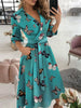 Shein Romwe Blusas Mujer De Moda 2022 Fall Pocket Design Butterfly Print Wrap Dress Vestidos Elegantes Para Feminine Clothes