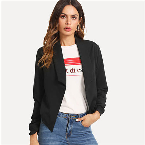 Shawl Collar Workwear Blazer Office Ladies Plain Asymmetrical Long Sleeve Regular Fit 2022 Women Summer Blazer