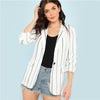 White Striped Office Ladies Workwear Elegant Blazer Long Sleeve Single Button Minimalist Coat 2022 Autumn Women Blazer