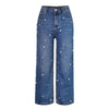 jeans Women Jeans High Waist Pearl Beading Wide Leg Straight Women Jeans Denim Pants Pantalon Femme