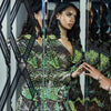 [Shesrim] Fitted Structure Sequined Blazer Mini Dress Green Multi-colored Body Sculpting Design V-Neck Clubwear